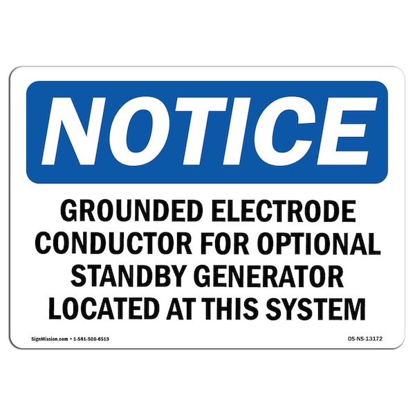 OSHA Notice Sign, 3.5" Height, Grounded Electrode Conductor For Optional Sign, Landscape, 10PK